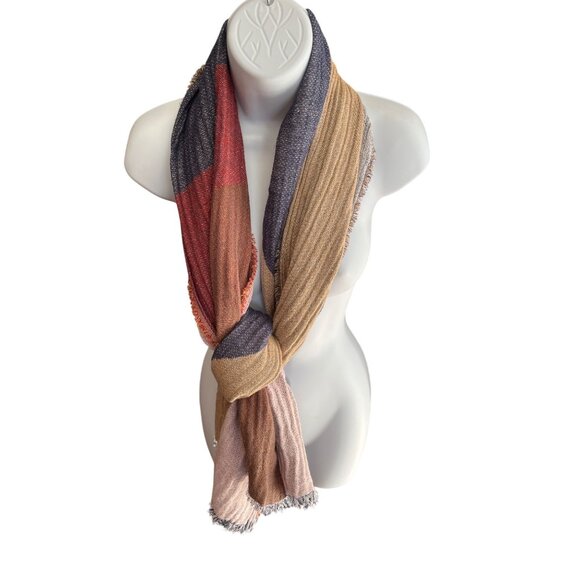 Zara Colorblock Woven Scarf With Fringe Edges 32x70 Inches 1K - Picture 10 of 10